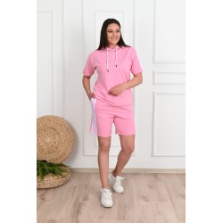 Trening dama marimi mari cu dungi si pantaloni scurti 3768-23