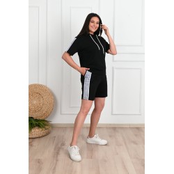 Trening dama marimi mari cu dungi si pantaloni scurti 3768-23