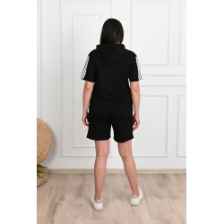 Trening dama marimi mari cu dungi si pantaloni scurti 3768-23