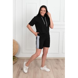 Trening dama marimi mari cu dungi si pantaloni scurti 3768-23