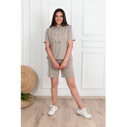 Trening dama marimi mari cu dungi si pantaloni scurti 3768-23