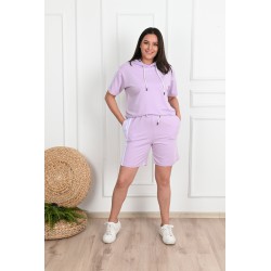 Trening dama marimi mari cu dungi si pantaloni scurti 3768-23