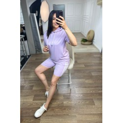 Trening dama marimi mari cu dungi si pantaloni scurti 3768-23