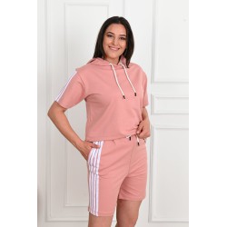 Trening dama marimi mari cu dungi si pantaloni scurti 3768-23