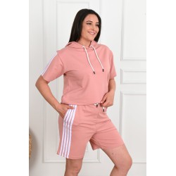 Trening dama marimi mari cu dungi si pantaloni scurti 3768-23