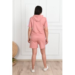 Trening dama marimi mari cu dungi si pantaloni scurti 3768-23