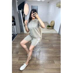 Trening dama marimi mari cu dungi si pantaloni scurti 3768-23