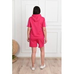 Trening dama marimi mari cu dungi si pantaloni scurti 3768-23