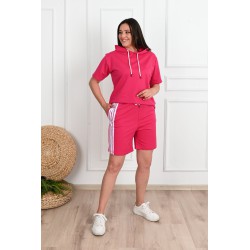 Trening dama marimi mari cu dungi si pantaloni scurti 3768-23