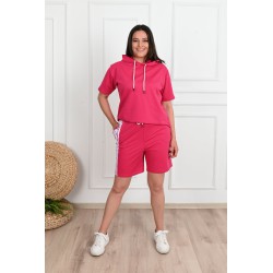 Trening dama marimi mari cu dungi si pantaloni scurti 3768-23