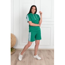 Trening dama marimi mari cu dungi si pantaloni scurti 3768-23