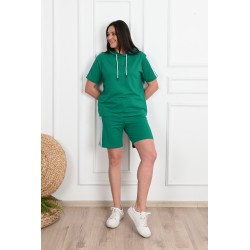 Trening dama marimi mari cu dungi si pantaloni scurti 3768-23