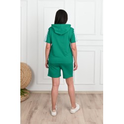 Trening dama marimi mari cu dungi si pantaloni scurti 3768-23