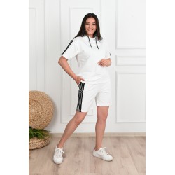 Trening dama marimi mari cu dungi si pantaloni scurti 3768-23