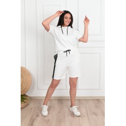 Trening dama marimi mari cu dungi si pantaloni scurti 3768-23