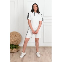 Trening dama marimi mari cu dungi si pantaloni scurti 3768-23