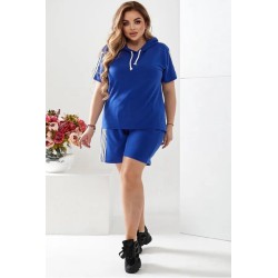 Trening dama marimi mari cu dungi si pantaloni scurti 3768-23