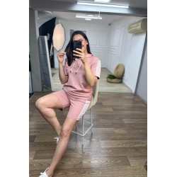 Trening dama marimi mari cu dungi si pantaloni scurti 3768-23