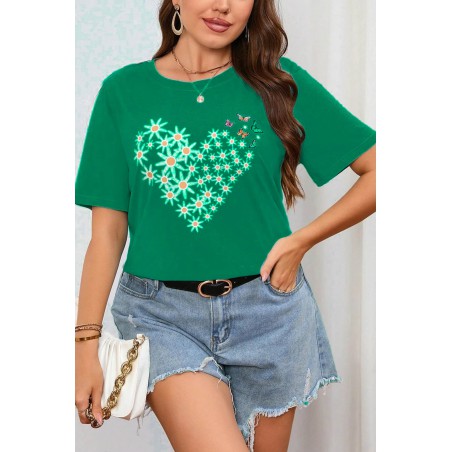 Tricou dama marimi mari Floral Heart 1575-23