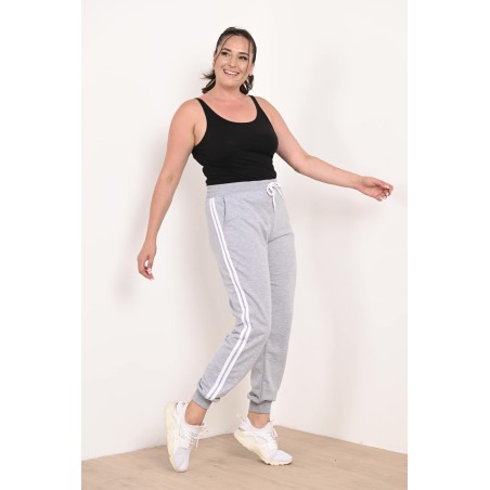 Pantalon dama marimi mari de trening 2 dungi 6008-22