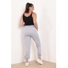 Pantalon dama marimi mari de trening 2 dungi 6008-22