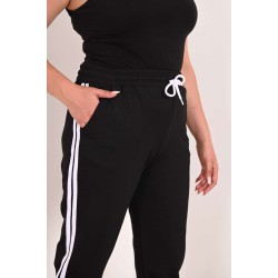 Pantalon dama marimi mari de trening 2 dungi 6008-22