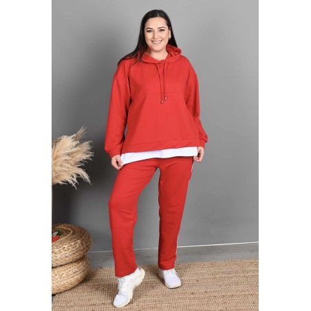 Trening dama marimi mari cu gluga si dunga subtire lateral 3168