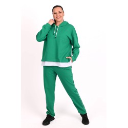 Trening dama marimi mari cu gluga si dunga subtire lateral 3168