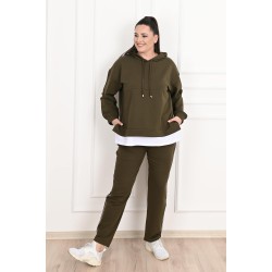 Trening dama marimi mari cu gluga si dunga subtire lateral 3168