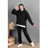 Trening dama marimi mari cu gluga si dunga subtire lateral 3168