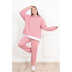 Trening dama marimi mari cu gluga si dunga subtire lateral 3168