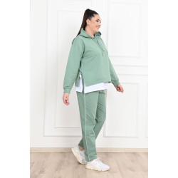 Trening dama marimi mari cu gluga si dunga subtire lateral 3168