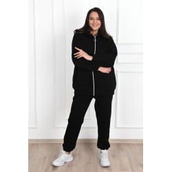 Trening dama marimi mari vatuit cu fermoar si gluga 3590