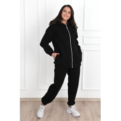 Trening dama marimi mari vatuit cu fermoar si gluga 3590