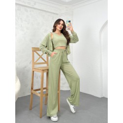 Compleu dama cu pantalon evazat  3 piese 3690