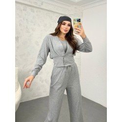 Compleu dama cu pantalon evazat  3 piese 3690