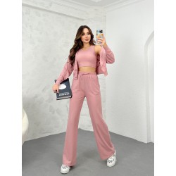 Compleu dama cu pantalon evazat  3 piese 3690