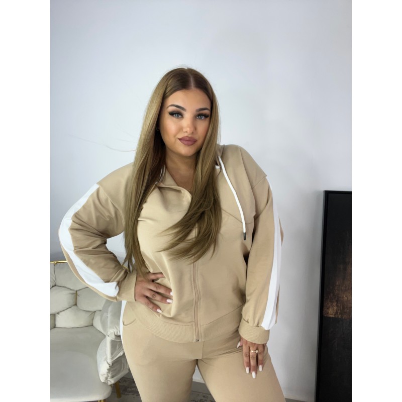 Trening dama marimi mari cu gluga si dunga alba laterala 3103