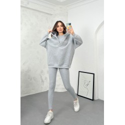 Trening dama bumbac vatuit 3 piese cu gluga 3895-24