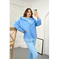 Trening dama bumbac vatuit 3 piese cu gluga 3895-24