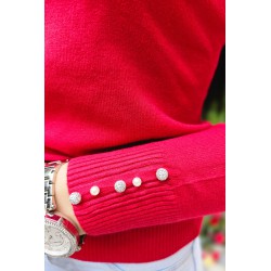 Pulover dama moale cu perle si strasuri 326