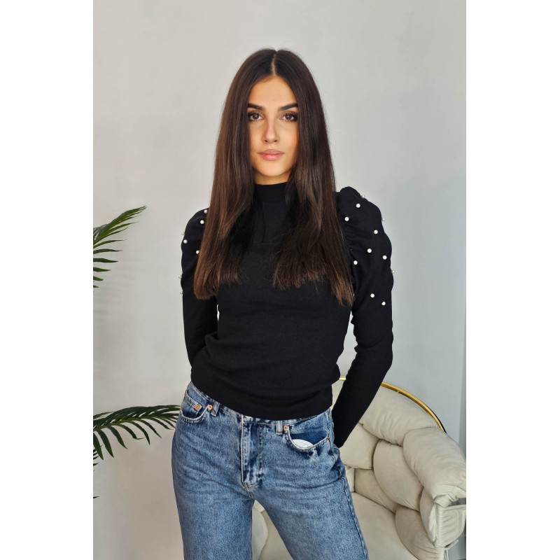 Bluza dama bumbac tetra cu perle 8503