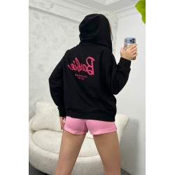 Hanorac dama cu gluga si text Barbie 1602