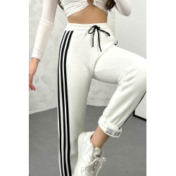 Pantalon dama bumbac vatuit cu 3 dungi laterale People 6238