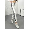 Pantalon dama bumbac vatuit cu 3 dungi laterale People 6238