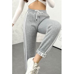 Pantalon dama bumbac vatuit cu 3 dungi laterale People 6238