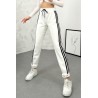 Pantalon dama bumbac vatuit cu 3 dungi laterale People 6238