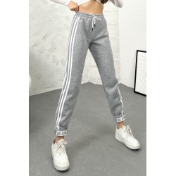 Pantalon dama bumbac vatuit cu 3 dungi laterale People 6238