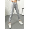 Pantalon dama bumbac vatuit cu 3 dungi laterale People 6238