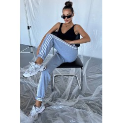 Pantalon dama bumbac vatuit cu 3 dungi laterale People 6238